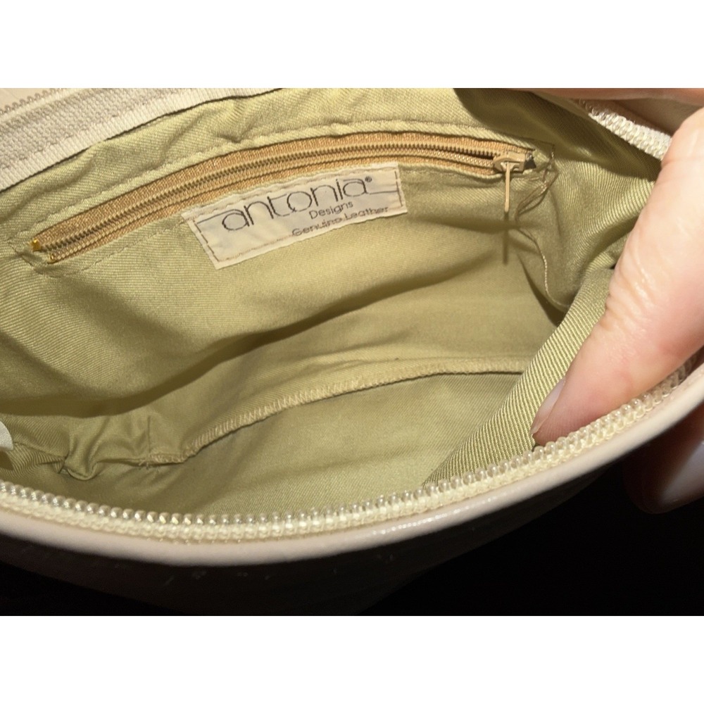 Antonia Designs Beige Leather Clutch Purse Vintage, 11" x 7" - Picture 3 of 3